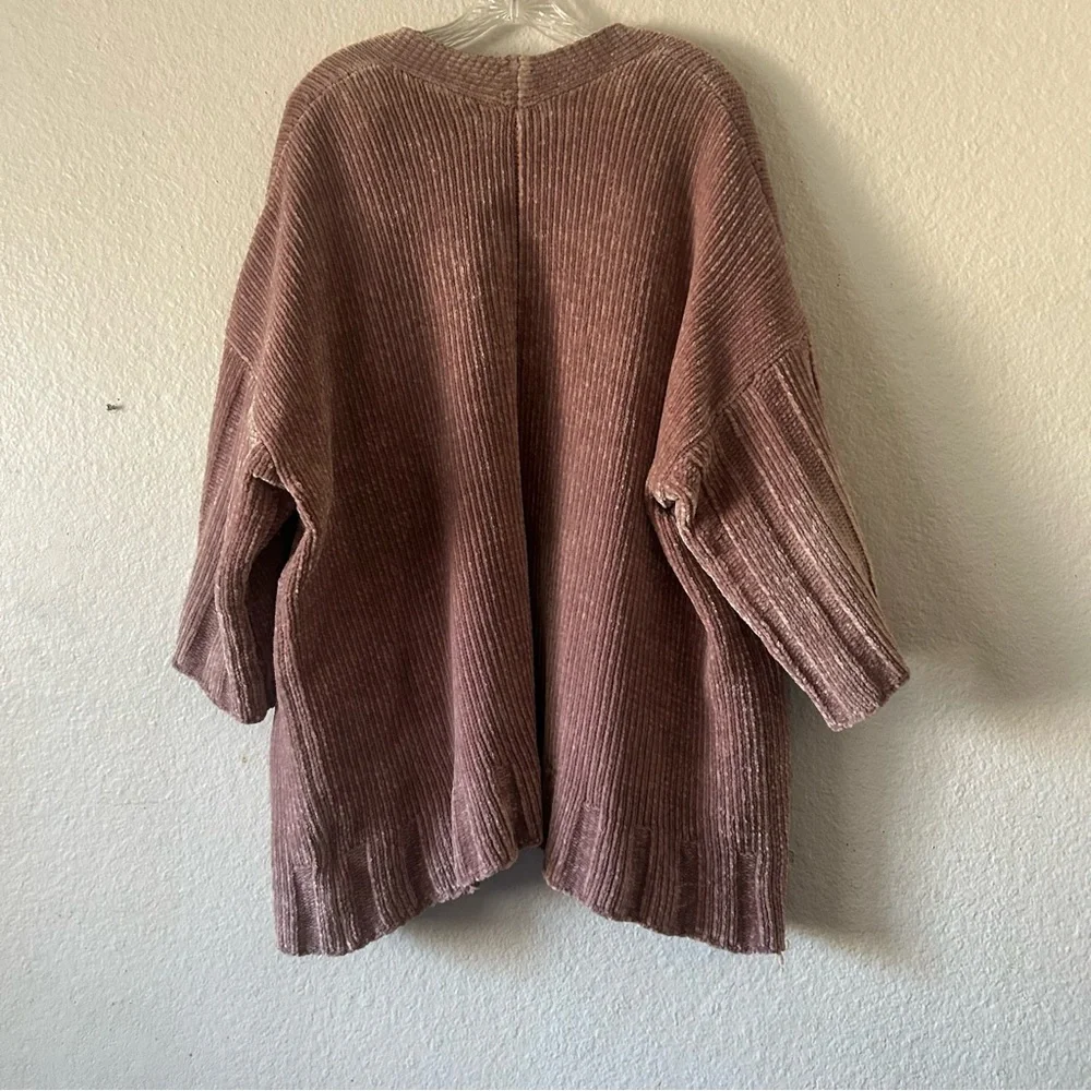 Moth Anthropologie Women’s M Cardigan Sweater Cozy Mauve Chenille Pockets Chunky - Picture 12 of 16